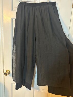 Sheer Black Wide-Leg Layered Pants